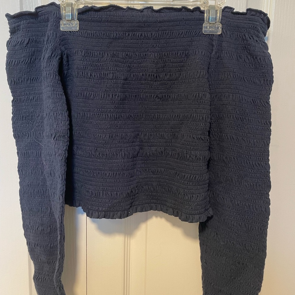 Ruffled Strapless, Long sleeve Crop top